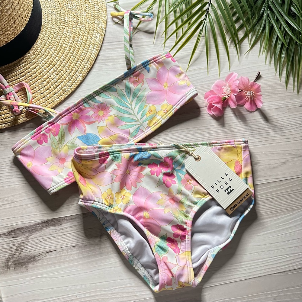 🌸🍃Billabong 🩵 Girls’ Floral Tank Bikini Set